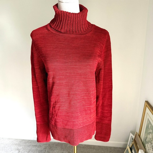Peruvian Connection Sweaters - Peruvian Connection Pima Cotton Red Turtleneck Sweater Women's Medium